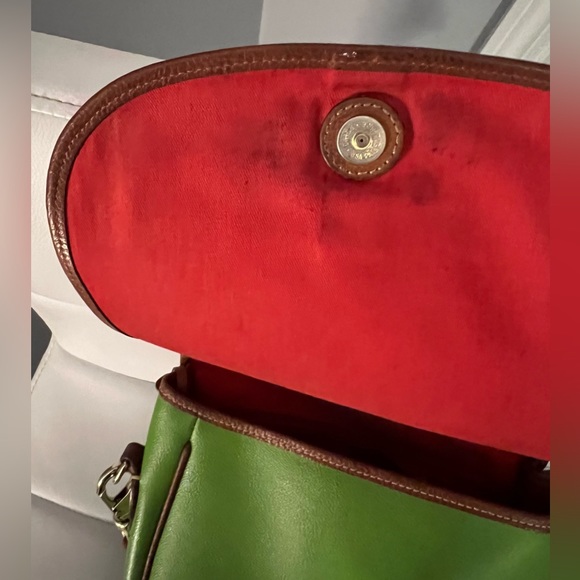Vintage Dooney and Bourke Crossbody Saddlebag Dooney Leather Shoulder Bag Green - Picture 8 of 14